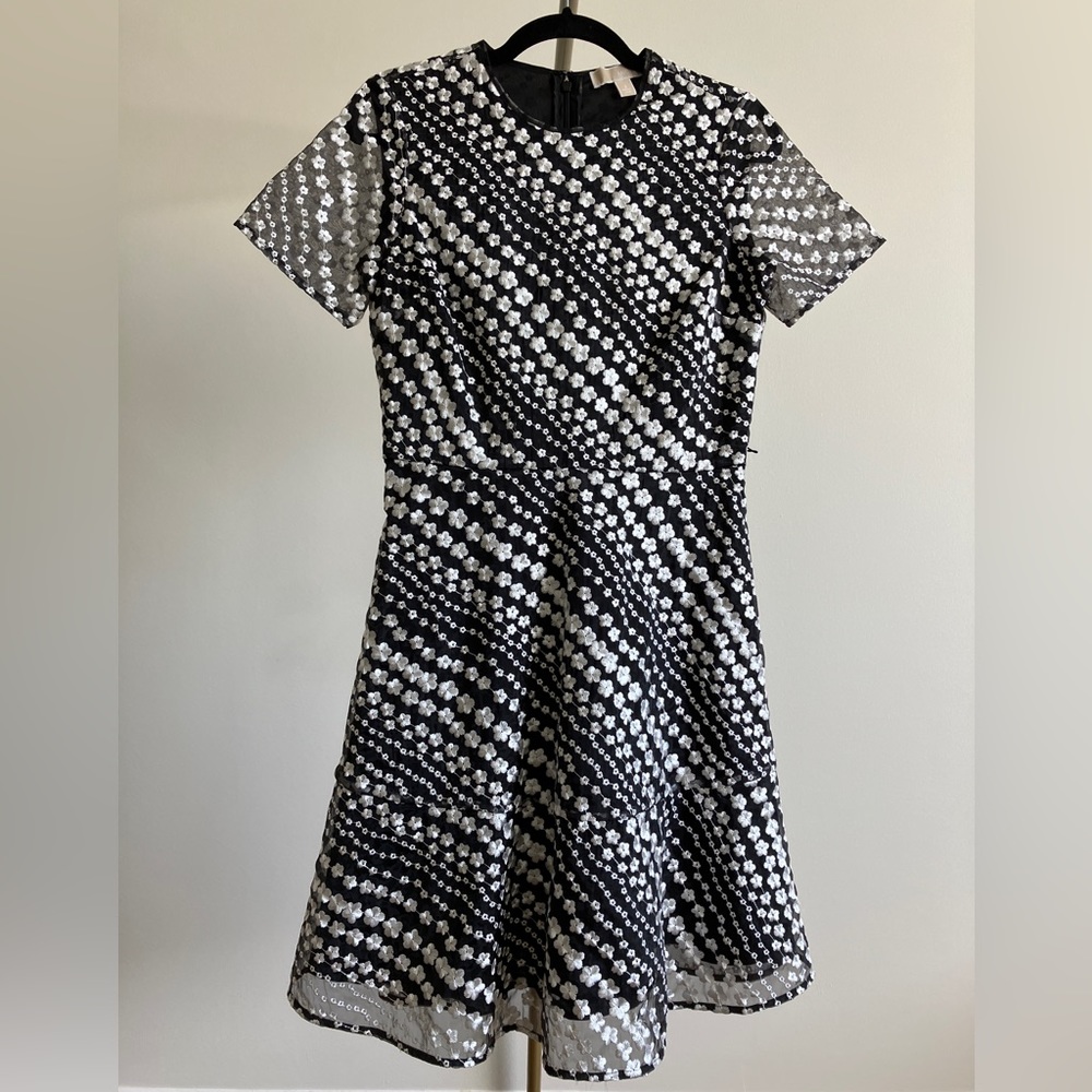 Michael Kors Short Sleeve Black Floral Dress